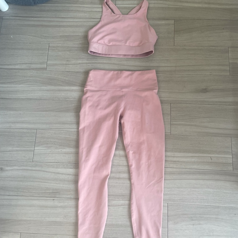fabletics active wear set light pink